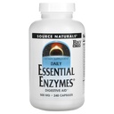 Source Naturals Essential Enzymes 500mg Bio-Aligned Multiple Supplement Herbal Defense for Digestion, Gas & Ummetus Relief & Daily Ruoansulatuskanavan - Vahva Immuunijärjestelmä tuki - 120 VegiCaps