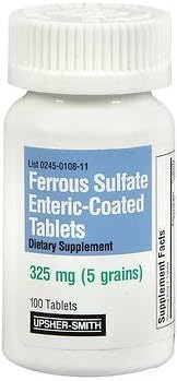 Ferrous Sulfate 325mg Enteric-Coated tabletter 100 greve