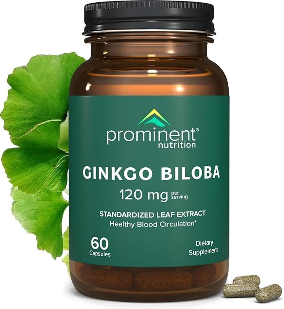 Merkittävä ravitsemus Ginkgo Biloba 120mg - Ginkgo Biloba Leaf Extract, kasviperäisten lisäravinteet auttaa tukemaan muistia & Focus-Vegan, ei-GMO, Gluteeniton, soijaton, 60 päivän toimitus - 1 pakkaus