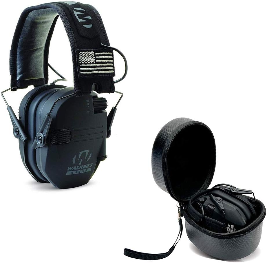 Walker's Razor Slim Electronic Ammunta kuulosuoja Muff (Sound Amplification and Suppression) suojaavassa tapauksessa