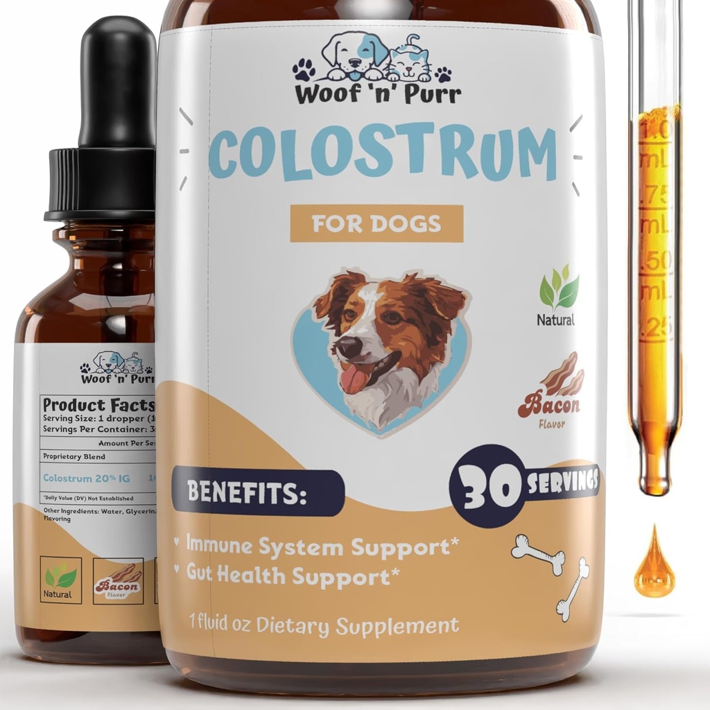 Colostrum för hundar - Dog Colostrum - Colostrum för hundar Allergier - Dog Allergy Relief - Dog Joint Supplement - Colostrum Supplement för hundar - Bovine Colostrum för hundar - Dog Itch Relief - 1 fl oz