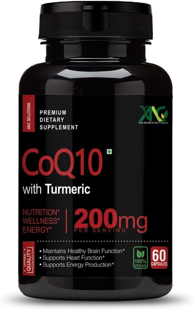 Generic Viva High Imeytyminen CoQ10 kanssa Turmeeric - Antioksidantti Ravitsemuslisät, Heart Health & Health and Health Brain Function - Ubikinoli Mitokondrioterveys - 200 mg 60 kapselia