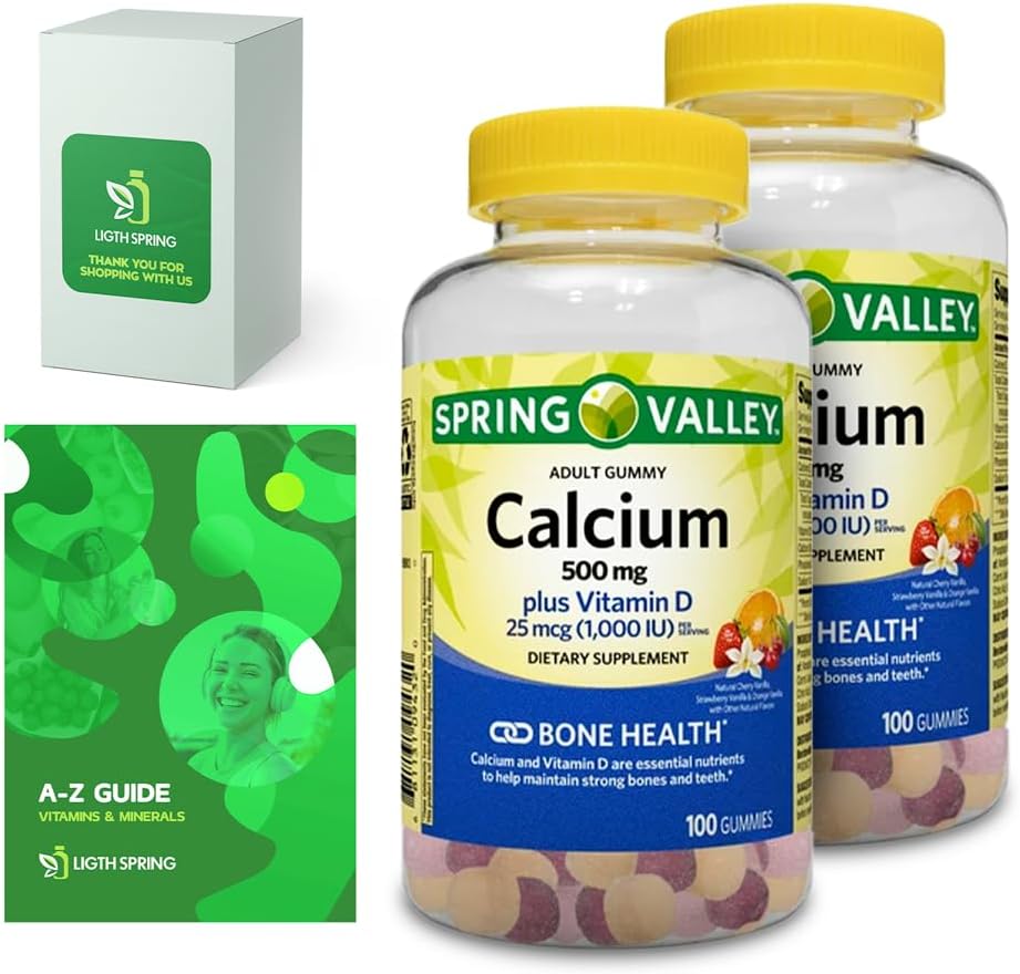 Calcium Plus D-vitamiinia, aikuisia makuja, 500 mg, 1000 IU, valikoituja makuja, 100 Ct (2 pakkaus) Bundle, jossa on ainutlaatuisia vitamiineja ja kivennäisaineita - A-Z - Parempi valo ja kevät -opas (3 tuotetta)