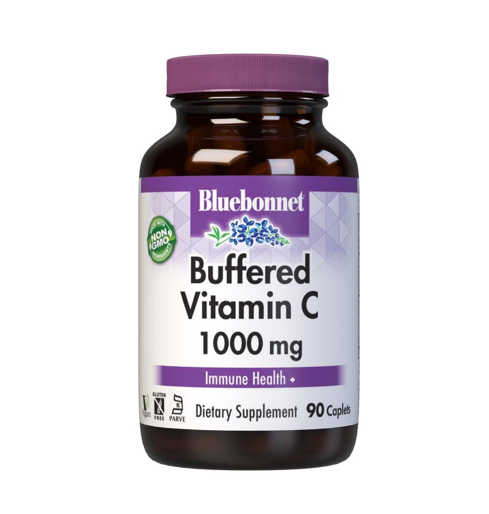 BlueBonnet Nutrition Bluebonnet Nutrition Bluebonnet C1000 mg Vihanneskapselit Buffed Calcium Ascorbate Immuuniter Health Soy Free Gluteeniton nonGMO Kosher Dairy Free Vegaani Vegaanikapselit, Citrus, 90