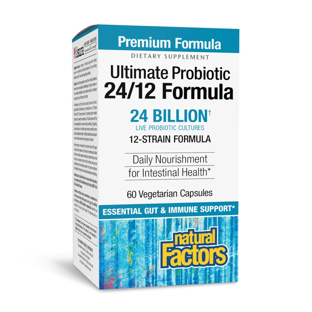 Luonnollinen tekijät Perimmäinen Probiootti 24/12 Formula - Ruoansulatusterveyden tuki täydentää probiootit - Immuniteetti & Gut Health Support Supplement - 60 Kasvissyöjä kapselit (60 Servings)