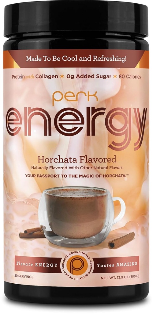 Perk Energy Original Horchata Energy Drink Powder (20 portioner) - Glutenfri, jordnötsfri