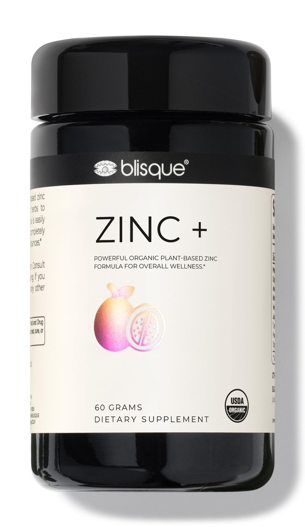 Blisque - Organisk Zink Supplement Sourced från Guava Leaf | för Immune Support, Försvar och Boost | med Ashwagandha, Aloe Vera, Ginger och Turmeric | Vegan | Powder | 60 Grams