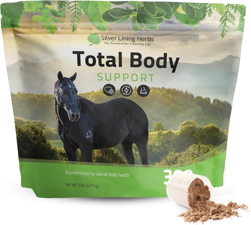 Silver Lining Herbs Total Body Horse Supplements Powder för Mental & Övergripande Hälsa - Främja bättre hud och hälsosam kost för hästar - Natural Herbal Equinity Horse Supplement - 5 lb Bag
