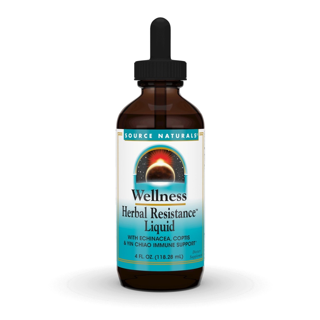 Källa Naturals Wellness Herbal Resistance Liquid Immune Defense Supplement och Immunity Booster med Echinacea, Elderberry och Yin Chiao - 4 Fluid Oz