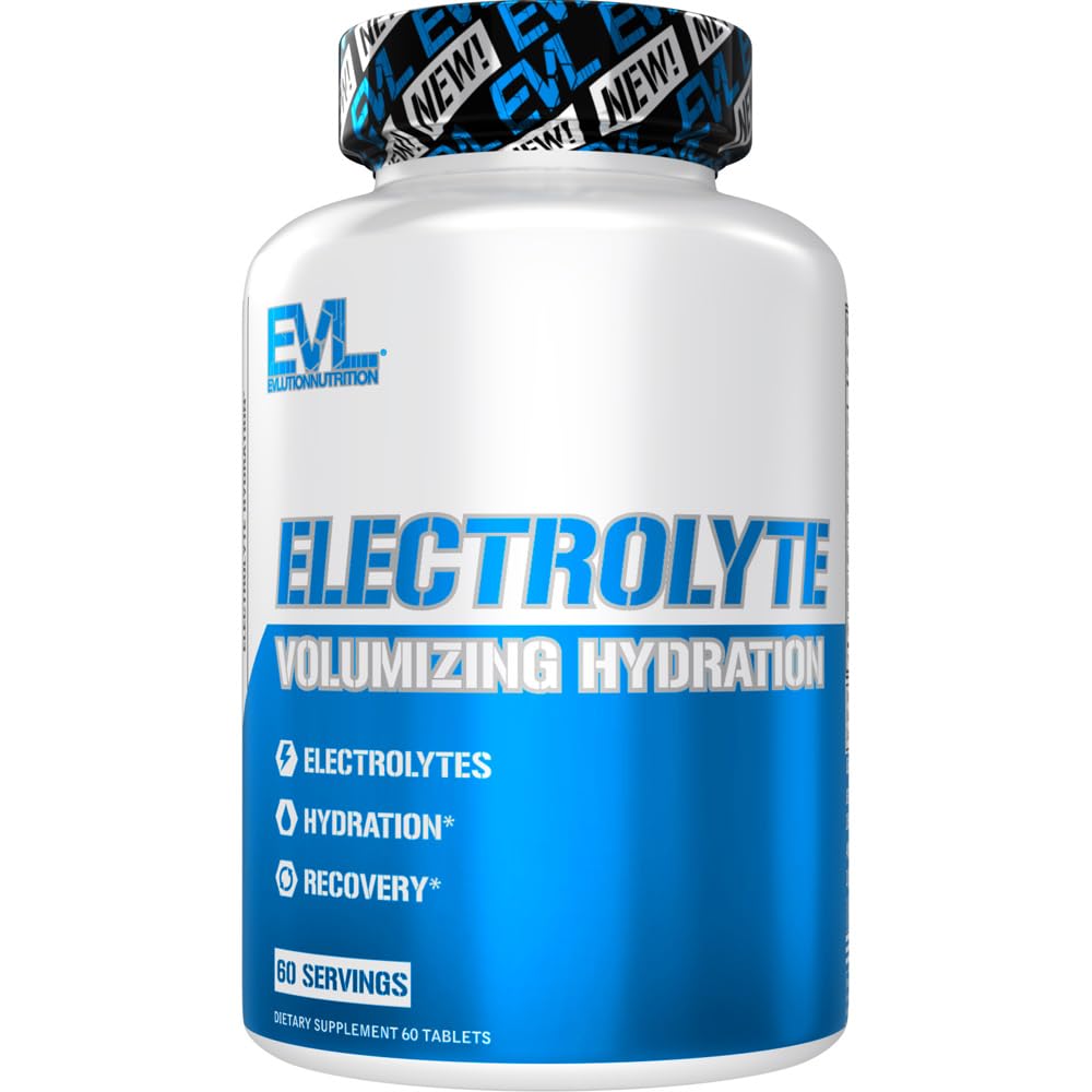 Evlution Nutrition Volumizing Electrolyte Hydration Tabletit - Nopea nesteytys täydentää - Lataaminen ja takaisin - sisältää 8 Key Electrolytes - Vegaani, Gluteeniton ja Keto Friendly - 60 tarjoilua