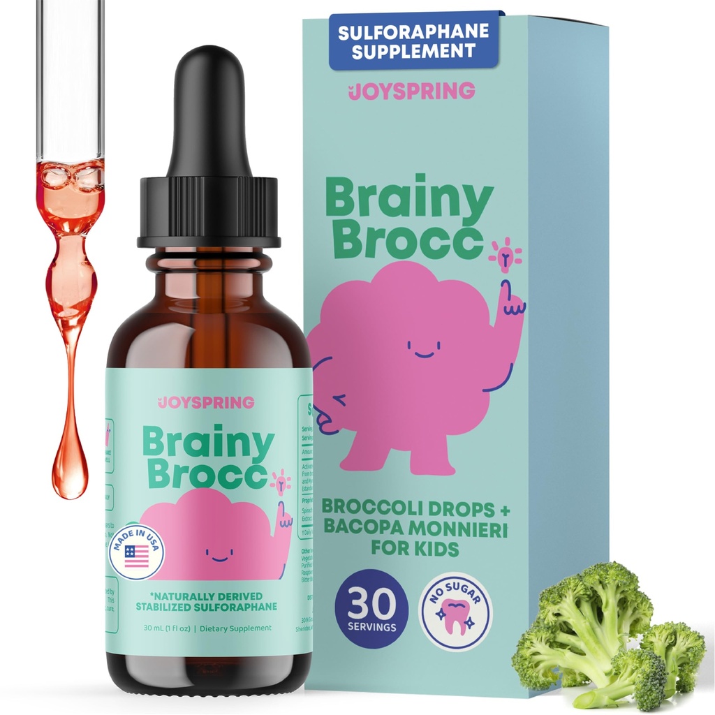 JoySpring parsakaali täydennysosa lapsille Sulforaphane & Bacopa Monnieri Drops 