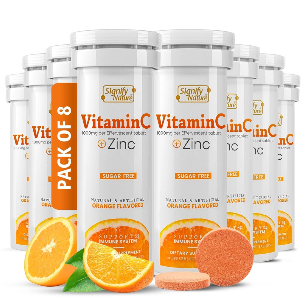 SIGNIFY LUONNE C 1000 mg Effervescent Tabletit - Potent Immuuni tukea VIT C sinkkiä täydentää - sokeriton ja vegan Formula ...