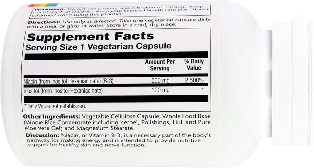 Solaray - Ei flush Niacin, 500 mg, 100 kapselia