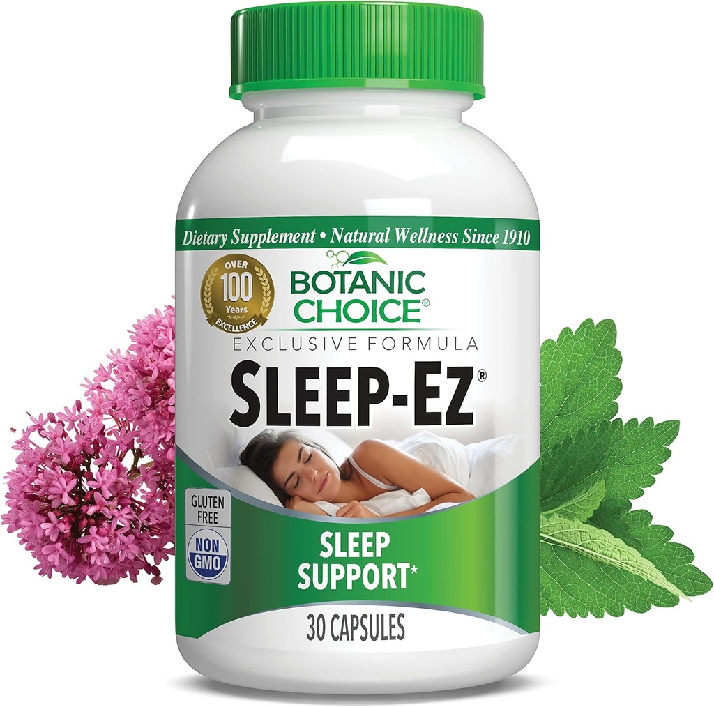 Kasvitieteellinen valinta Sleep-Ez- Tehokas sekoitus Valerian Extract, Melatoniini, Humalat, Kava Kava ja Lemon Balm auttaa Foster nukkua ilman Grogginess (30 kapselia)