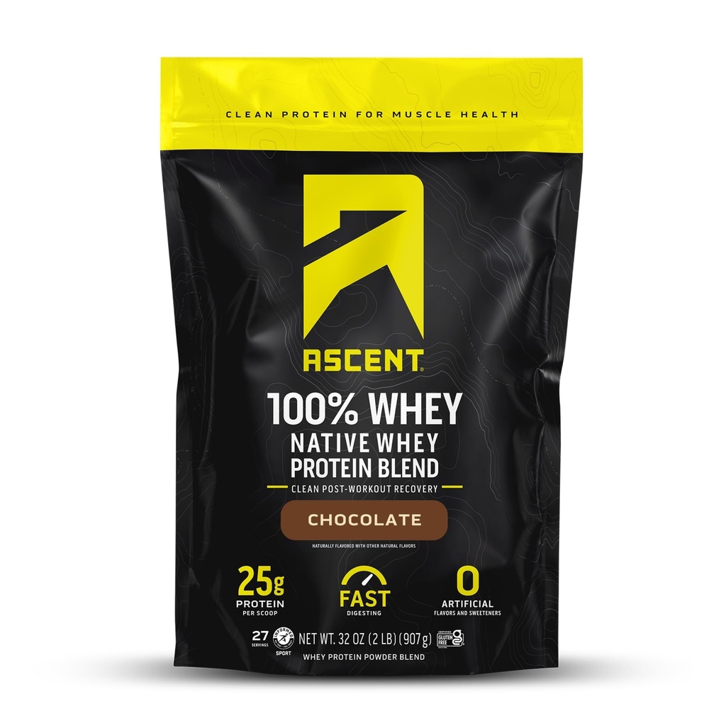 Uppstigning 100% Whey Protein Powder - Post Workout Whey Protein Isolate, Zero Artificial Flavors & Sweeteners, Gluten Free, 5.5g BCAA, 2.6g Leucine, Essential Amino Acids, Chocolate 2 lb