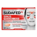 Sudafed PE Sinus Pressure + Pain Relief Tablets, Maximum Strength, Ei- Drowsy, OTC Sinus Relief Medicine acetaminophen Pain Reliever & Fenylephriini HCl Nasal Decongest, 24 lla