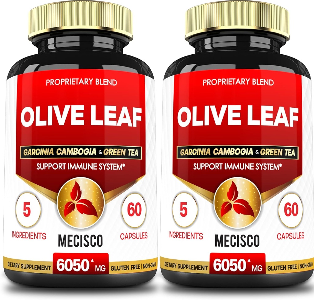 5in1 Olive Leaf Extract 4 kuukautta 6050mg Garcinia Cambogia, vihreä tee, vihreä kahvi ja musta paprika - Kardiovaskulaarinen terveys, hyvinvointi ja immuuni tuki - 2 pakkausta 60 kapselia