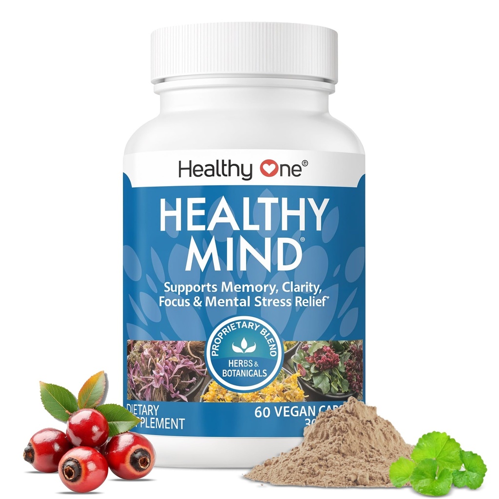 Terve mieli - Turvallinen teineille - Aivosumu - Kognitiivinen toiminta - Keskittyminen - Keskittyminen - Keskittyminen - Hermooptimointi - Mieliala - Ginkgo Biloba - Ginseng - Rhodiola - Bacopa - Gotu Kola - Vihreä tee - 60 Count