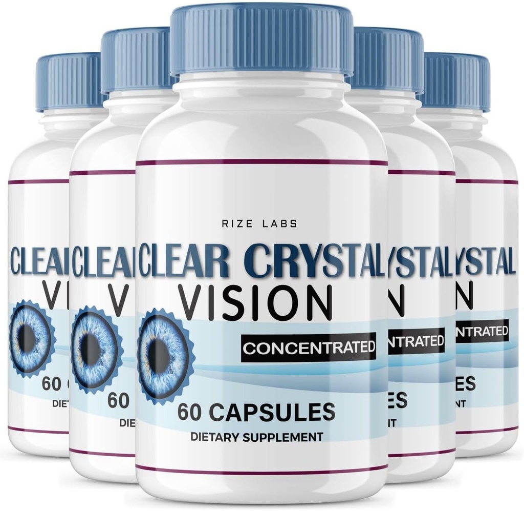 Rize labs (5 Pack) Clear Crystal Vision Supplement, Clear Crystal Vision för Blurry Eyes, ClearCrystal Vision för att stödja hälsosamma ögonfunktioner, Clear Crystal Vision Formula Reviews (300 kapslar)