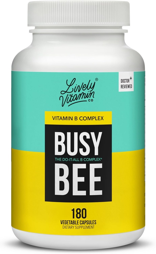 Lively Vitamine Co. Kiireinen mehiläinen - Erittäin biologisesti hyödynnettävissä oleva B-vitamiinikompleksi koliinilla - energia - Stressi - Aivosumu - Mielenarkaisuus - Hapettavat vahingot - Maidoton soija Gluteeniton - 180 Vegaanikapselia