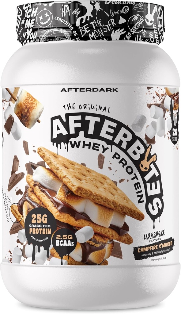 AfterdaRK AfterBites Whey Protein Powder, 25g Protein, 4,5g BCAA...
