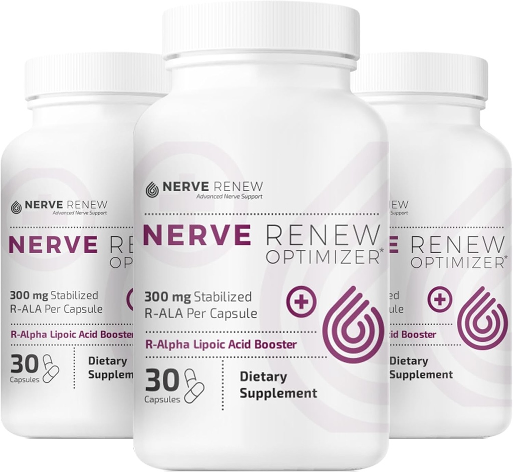 NERVE Renew Optimizer, 3 pakkausta (90 kapselia) - 300 mg vakaa R-Alpha Lipoic Acid per kapseli Natural Nerve Discomfort Support - Nopea imeytyminen - turvallinen ja kaikki luonnolliset
