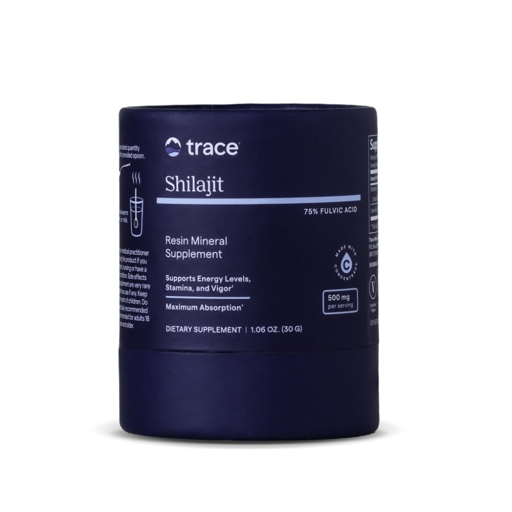 Trace Minerals Shilajit Resin 500mg - Dietary Supplement for Brain & Digestive Health - Mineral Supplement to Aid Immune Health & Daily Energy - Formel med Fulvic Acid - 30g (cirka 60 portioner)