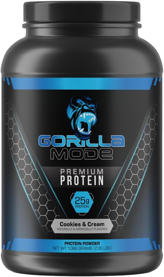 Gorilla Mind Premium Whey Protein - Cookies och Cream, 25 Gram av Whey Protein Isolate & Concentrate,Recover och Build Muscle (30 portioner)