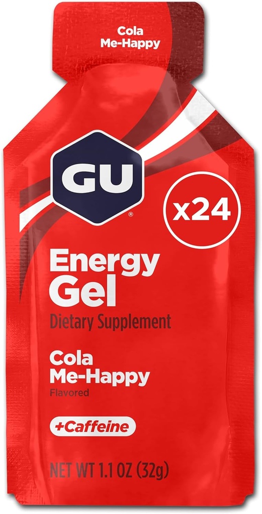 GU Energy Original Sports Nutrition Energy Gel, Vegan, Gluteeniton, Kosher, ja Dairy-free On-the-Go Energy mihinkään treeneihin, 24 count, Cola Me-Happy