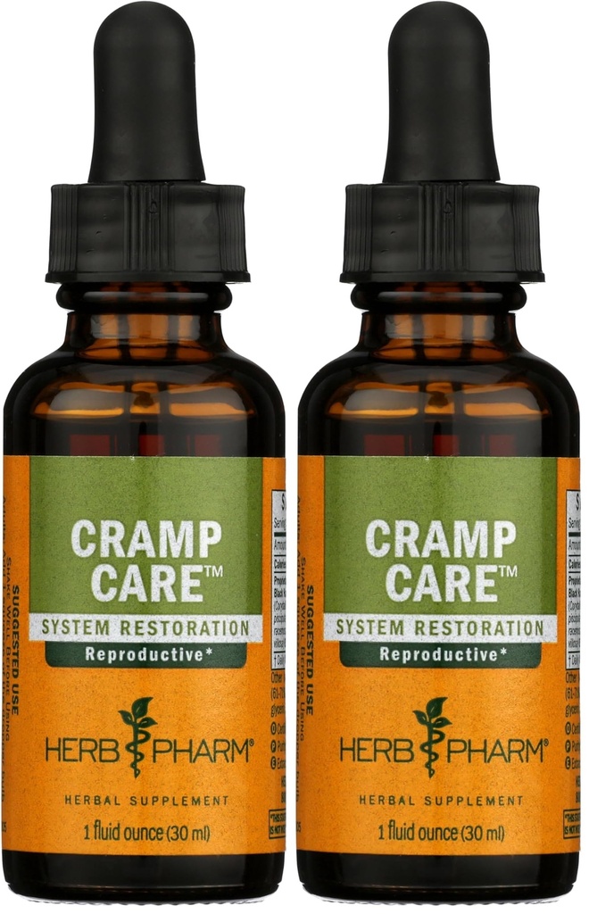 Herb Pharm Cramp Care Liquid Herbal Extract för att stödja en hälsosam menstruationscykel - 1 Ounce (Pack of 2)