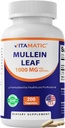 Vitamatic Mullein Leaf 1000mg per tarjoilu - Tukee Terveitä hengitysteitä, Bronchial & Immuunitoiminto - 200 kapselia