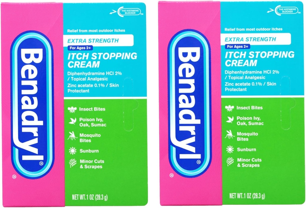 Benadryl Ekstra vahvuus Anti kutiaa Cream 1 Oz putki (pakkaus 2)