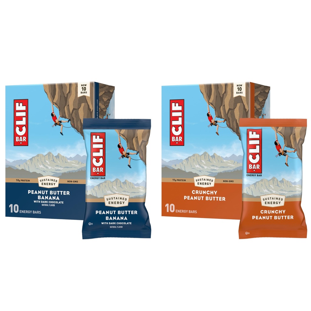 CLIF BAR - Energy Protein Bars - rapea maapähkinävoi ja maapähkinävoi banaani tumma suklaa - Variety Pack - valmistettu luomukaura - energiapatukat - ei-GMO - (20 pakkaus)