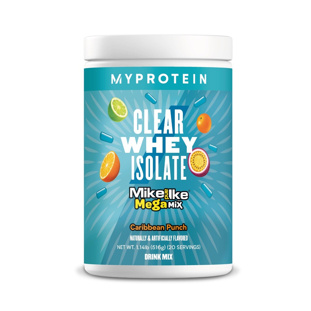 Myprotein Clear Whey Isolate Protein Powder, 1.1 Lb (20 tarjoilua) Fruity Mike ja IKE Caribbean Punch Drink Mix, 20g Protein per Serving, Daily Drink for Superior Performance