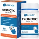 OMOGS Probiootit 120 miljardia PMY 18 kanta, 3 Prebiootit & Ruoansulatuskanavan entsyymit, auttaa ruoansulatuskanavan, Gut Health, Immuuni, tukee satunnaista ummetusta, ripuli & kaasu - naisille ja miehille, 60 kapselia