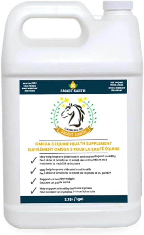 100% Pure Camelina Oil för hästar - Omega 3 & Vitamin E Rich Supplement for Coat, Hooves, Arthritis, Joints, Weight Gain & Ulcers - False Flaxseed Oil Made in Canada av Smart Earth, 1gal.