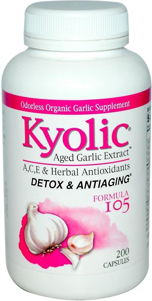 Kyolic Aged ValkosipuliuuteTM Detox ja anti-aging Formula 105 -- 200 kapselia