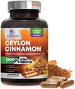 Organic Ceylon Cinnamon Supplement 1800mg - Certified Organic Ceylon Cinnamon Powder Pills - Energy & Heart Support för kvinnor och män, Bottled i USA, Antioxidant, Gluten Free, Non-GMO - 120 kapslar