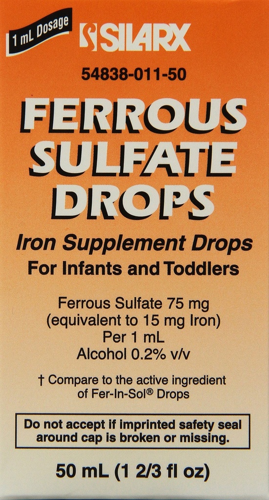 Ferrous Sulfaatti Rauta 15mg/ml Täydennys Drops 50ml Pullo - 3- pakkaus