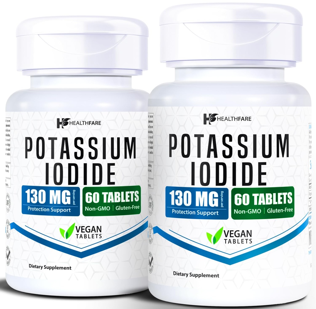 HealthFare Kaliumjodidide Tabletit ... 130 mg... 120 nopeasti liukenevaa tablettia (2 pakkausta)
