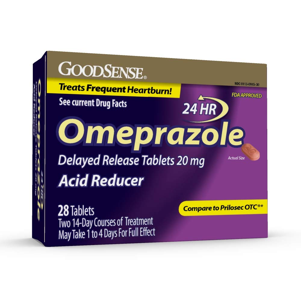 GoodSense Omepratsoli Viivästynyt vapautuminen Tabletit 20 mg, happo reduktori, hoidot usein närästys, 28