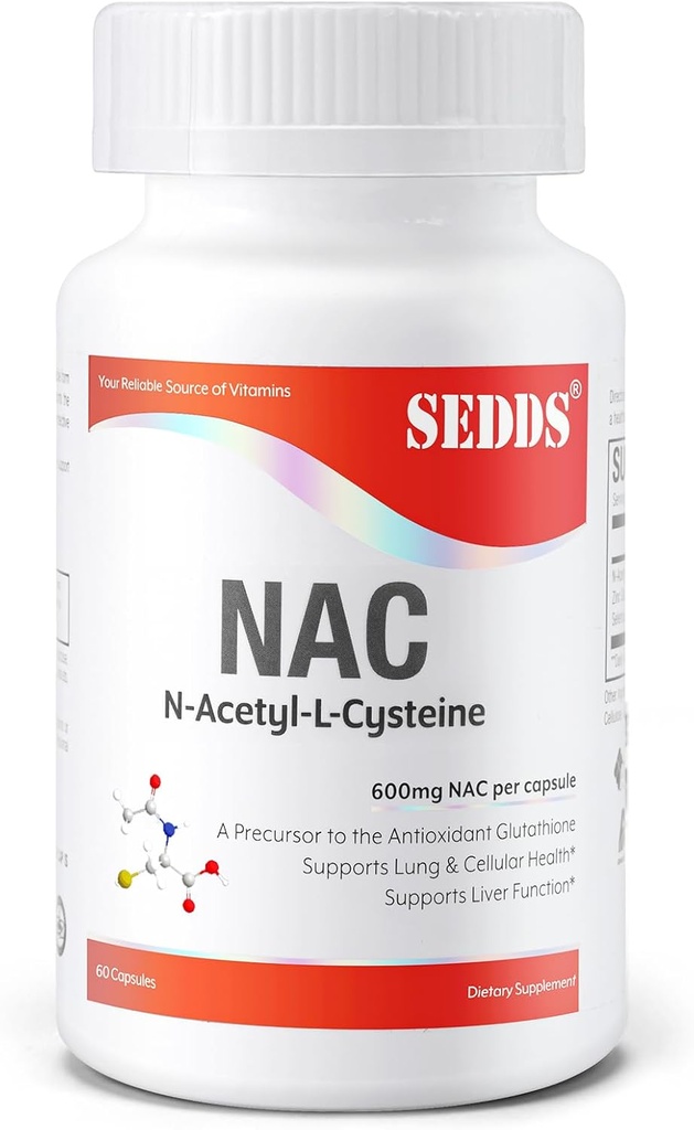 Kosttillskott, N-Acetyl Cysteine (NAC) 600mg, 60 Veg Capsules - Non-GMO, Gluten Free