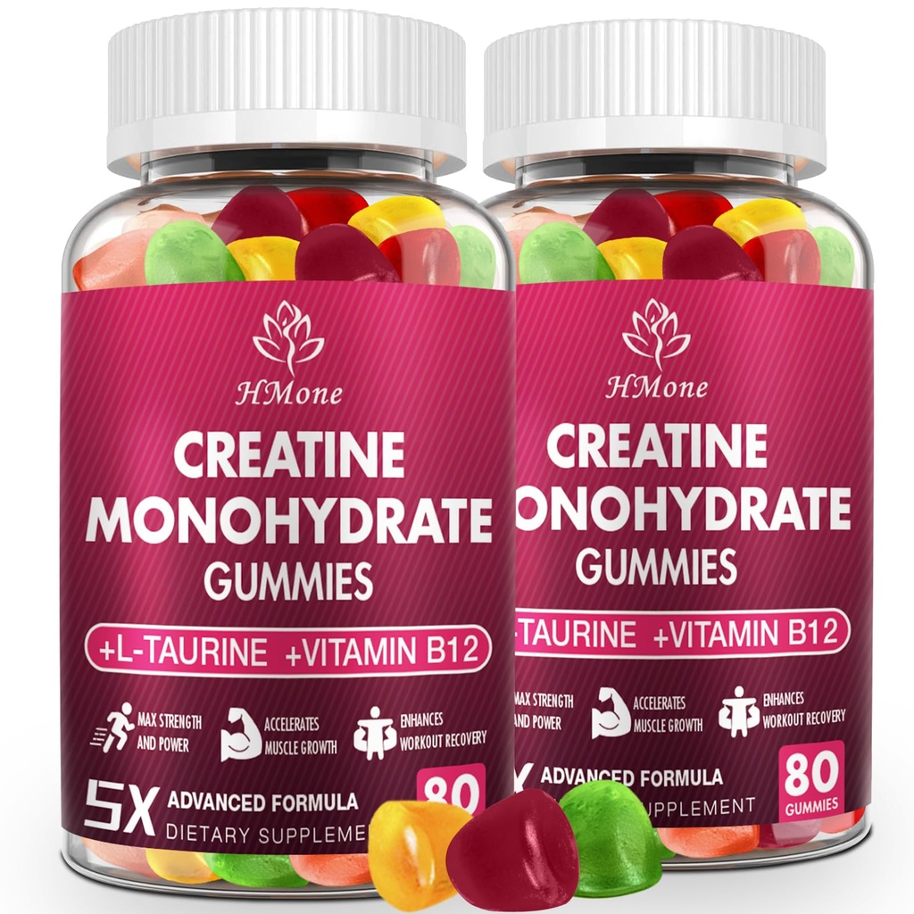 Kreatiini Monohydraatti Gummies - 5g miehille ja naisille, 160 kreatiini ja Creatiini puristavat lisäravinteet lihasten voitto, lihasvoima, energia Boost, ja lihasten rakentaja, sokeriton, vegaaninen