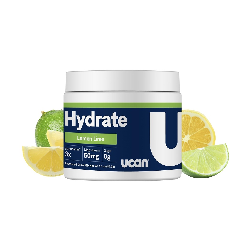 UCAN Hydrate Electrolyte Drink Mix (Lemon-Lime, 30 Servings) Sugar-Free, Keto-Friendly, Vegan, Non-GMO, Gluten-Free Electrolyte Powder med kalium & Magnesium för löpare & idrottare