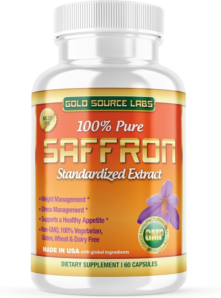 Saffron Extract Supplement - 88,25 mg kapselit vakioitu 3% Safranal Extract Plus puhdas Saffron Powder, 60 Maximum Strength kasvissyöjä pillereitä - Premium ruokahalua ja silmät täydentää