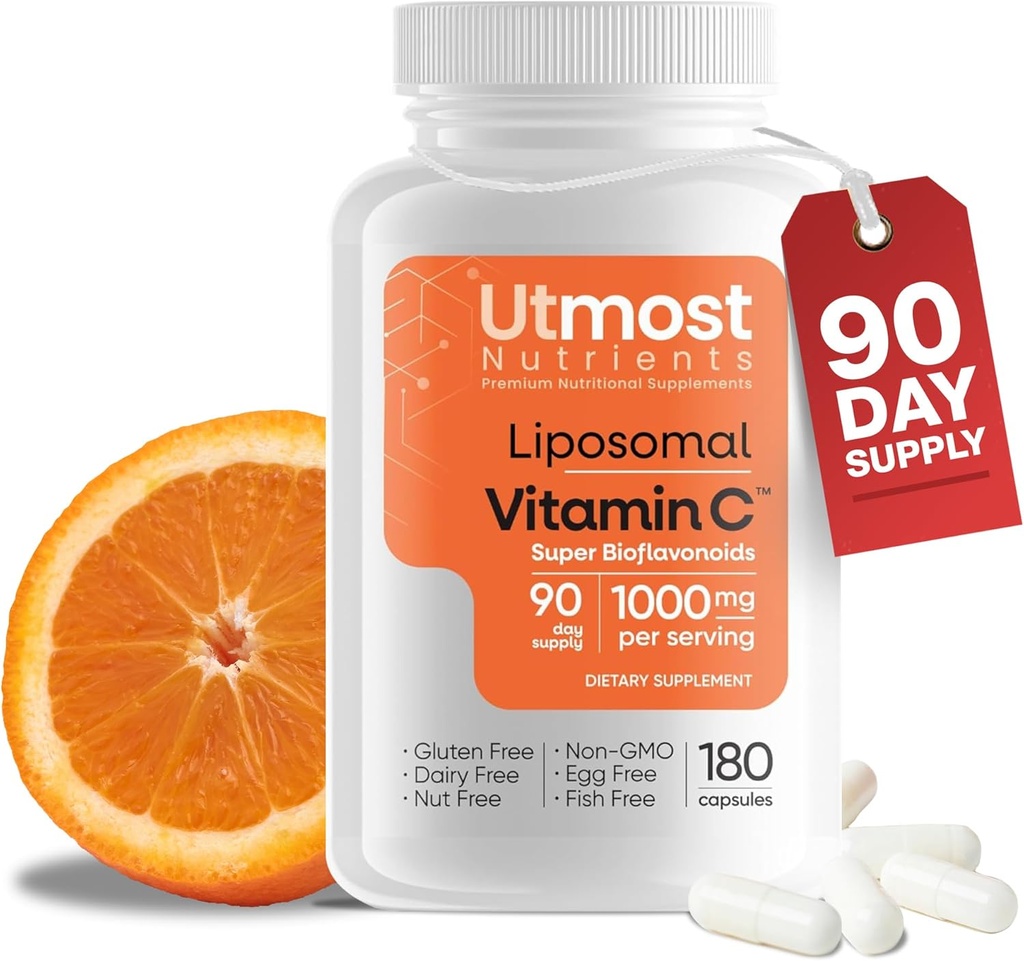 Liposomaalinen C-vitamiini - 1000MG VIT C & 100MG Super Bioflavonoid Complex tehostetun hyvinvointi . Antioksidantti täydentää luonnon raaka ainesosia aikuisille.