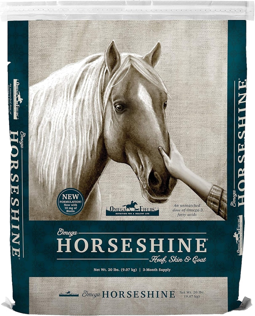 Omega Horseshine Omega 3 Supplement, hjälper till att upprätthålla en glänsande hälsosam kost, 20 lb, Brown