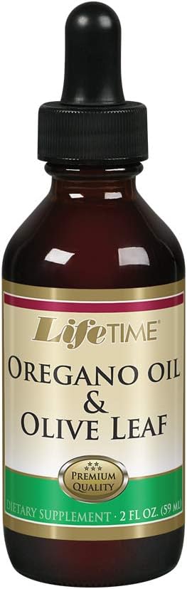 LIFETIME Organic Oregano Oil och Olive Leaf Drops | Healthy Immune System Support | Tillverkad i USA | 2 FL oz | 59 portioner