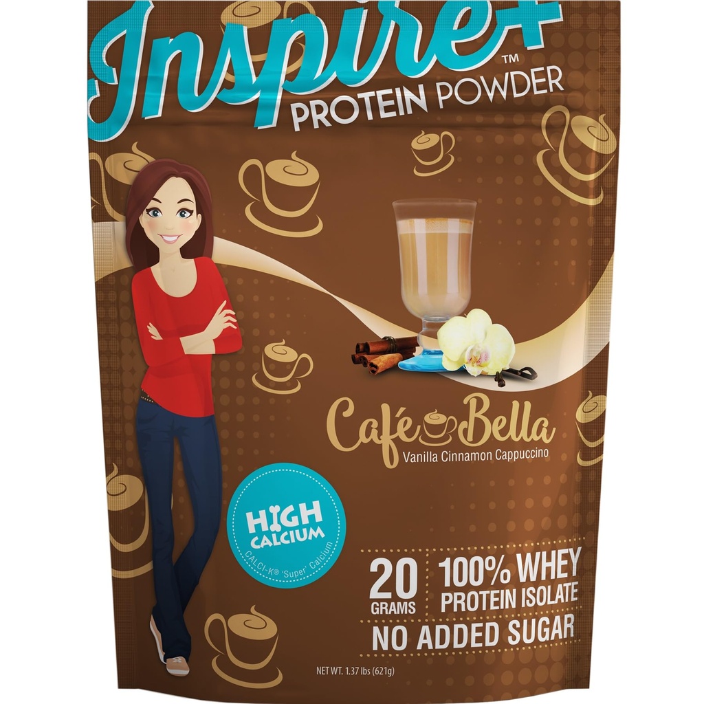 Bariatric Syöminen Inspire Cafe Bella Vanilla Cinnamon Cappuccino Sokeriton 20g Heraproteiini Isolaattijauhe (20 tarjoilua)