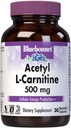 Bluebonnet Nutrition Acetyl L-karnitiini, Kuljetukset Rasvahapot, Boosts Cellular Energy, Soy & Gluteeniton, Kosher Certified, Vegan, 30 Kasvikapselit, valkoinen, 500mg